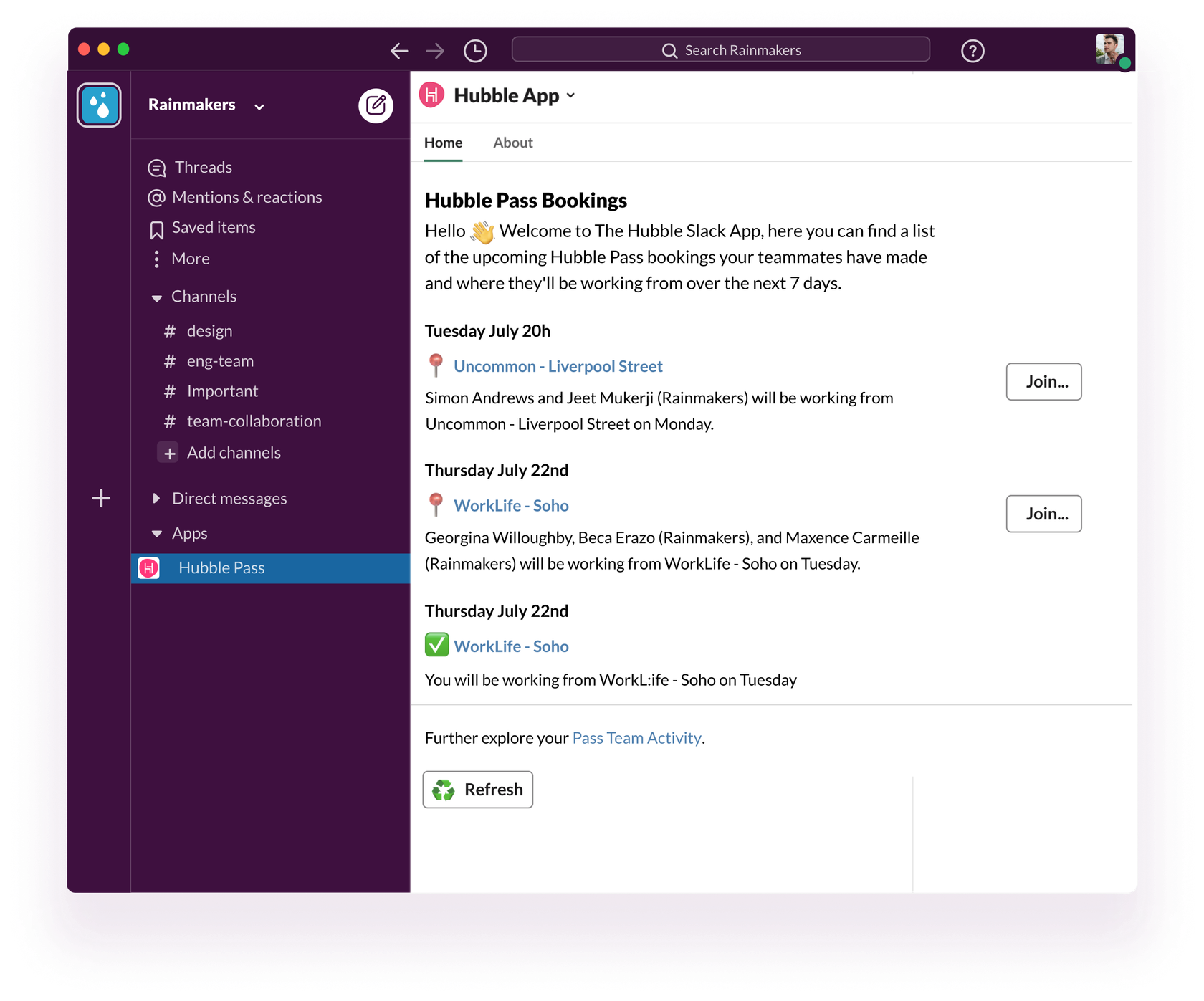 Slack screenshot