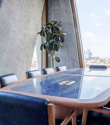 Empty meeting room with a view